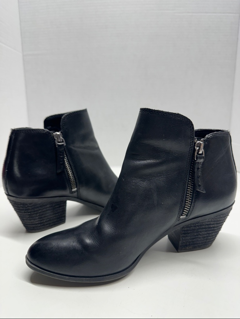 Frye Judith Ankle Boots Booties Block High Heeled Double Zip Up Black Size 7 - Picture 6 of 9